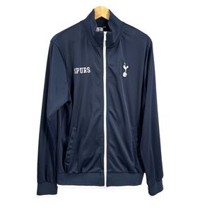 Tottenham Hotspur FC Jacket Navy Zip Front Logo Mens Large Soccer Football